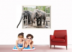 코끼리 창문모양 매직아트 PPA10-003w01 스티커벽지